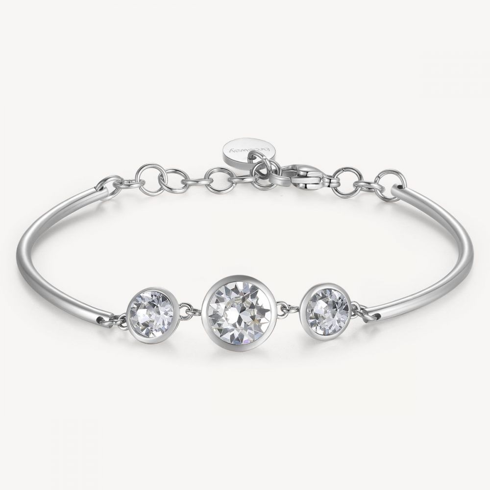 Brosway Bracciale Acciaio 3 Cristalli Bianchi Chakra