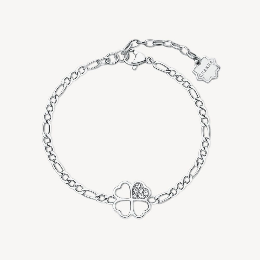 Brosway Bracciale Acciaio Quadrifoglio e Cristalli Chakra