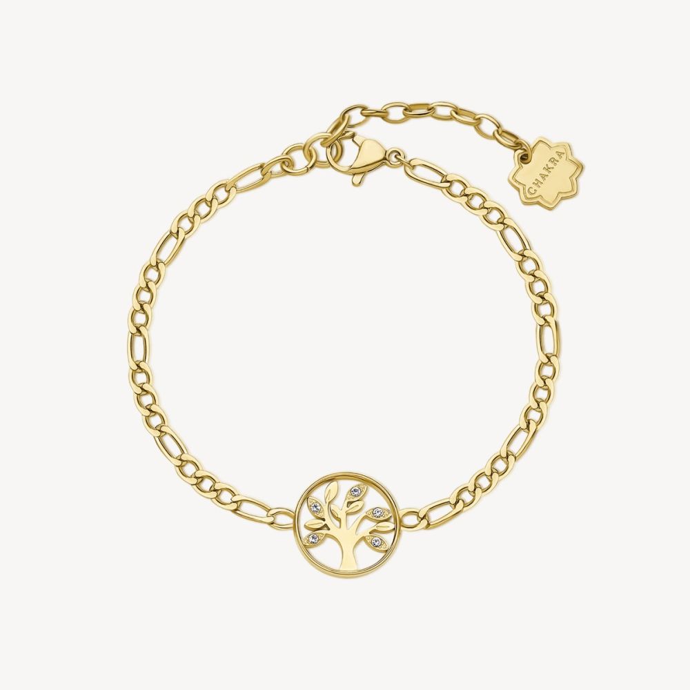 Brosway Bracciale Acciaio Gold Albero Della Vita e Cristalli Chakra