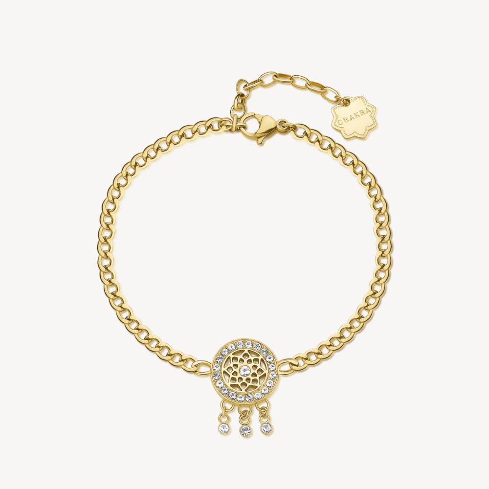 Brosway Bracciale Acciaio Gold Acchiappasogni e Cristalli Chakra