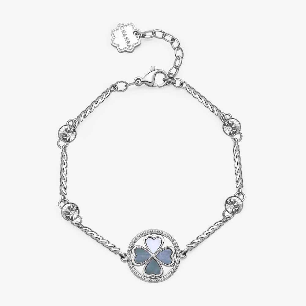 Brosway Bracciale  Acciaio Quadrifoglio e Cristalli Chakra
