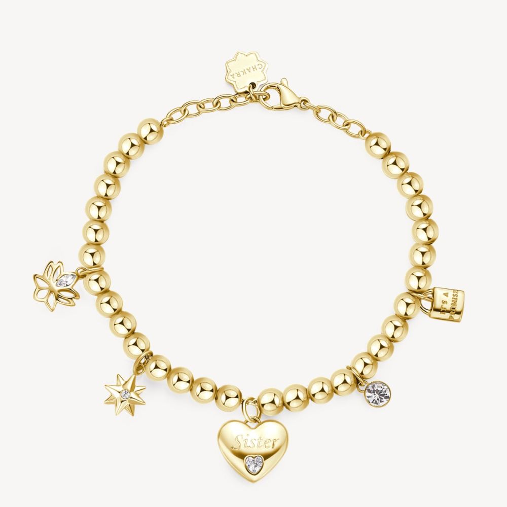 Brosway Bracciale Sfere Acciaio Gold Cuore 