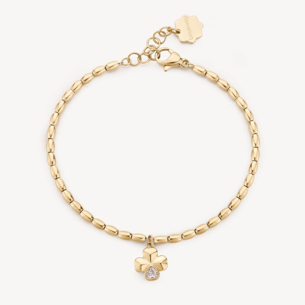 Brosway Bracciale Sfere Acciaio Gold e Quadrifoglio Chakra