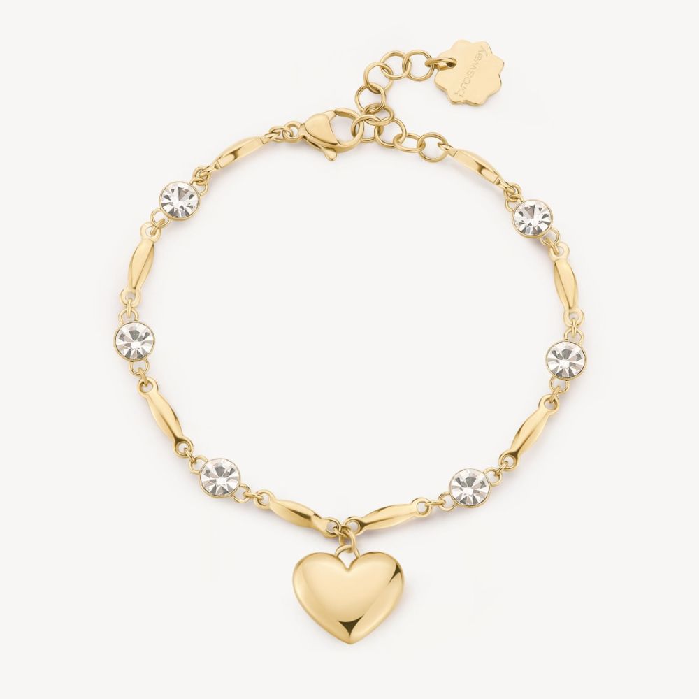 Brosway Bracciale Acciaio Gold Cuore e Cristalli Chakra