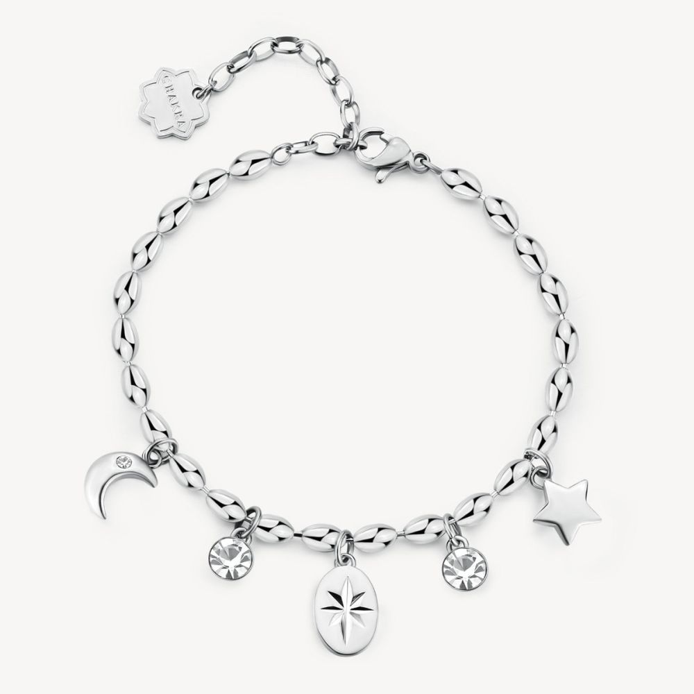 Brosway Bracciale Acciaio Luna Stella e Cristalli Chakra