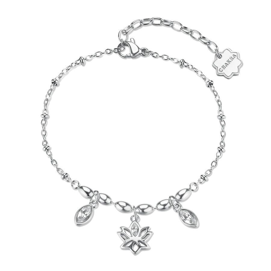 Brosway Bracciale Acciaio Fiore di Loto e Cristalli Chakra