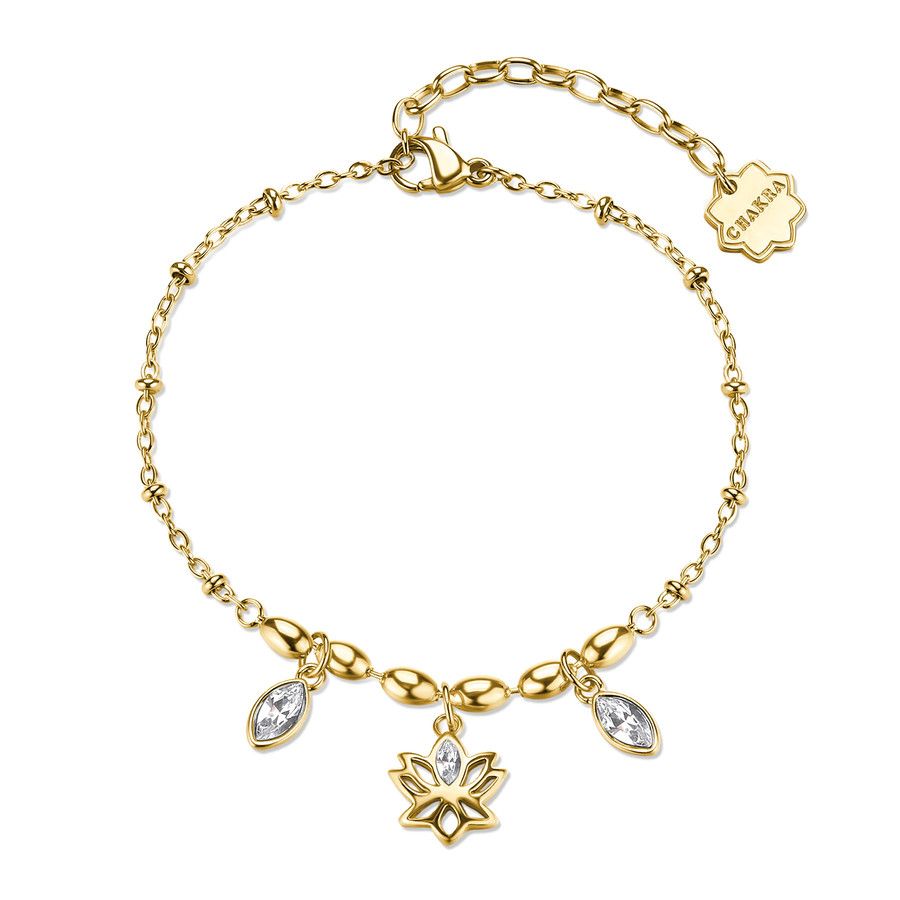 Brosway Bracciale Acciaio Gold Fiore di Loto e Cristalli Chakra