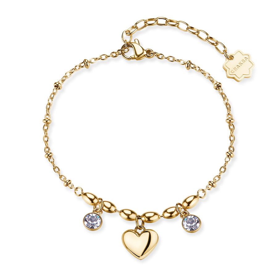 Brosway Bracciale Acciaio Gold Cuore e Cristalli Chakra
