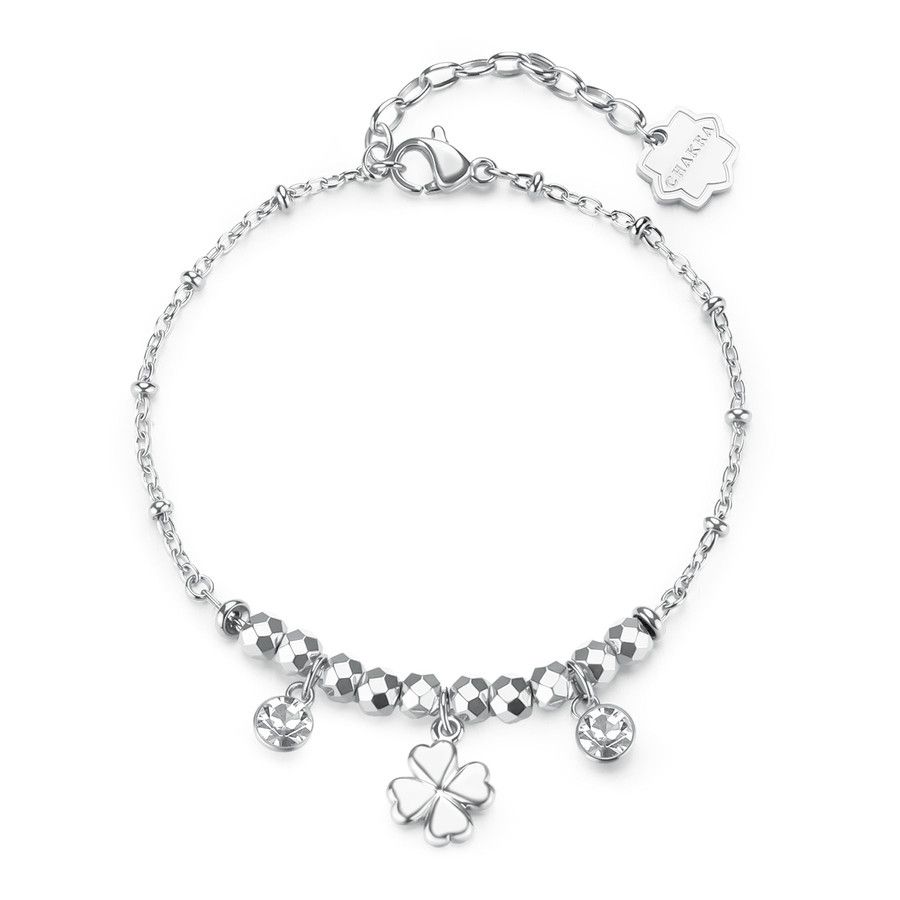 Brosway Bracciale Acciaio Quadrifoglio e Cristalli Chakra