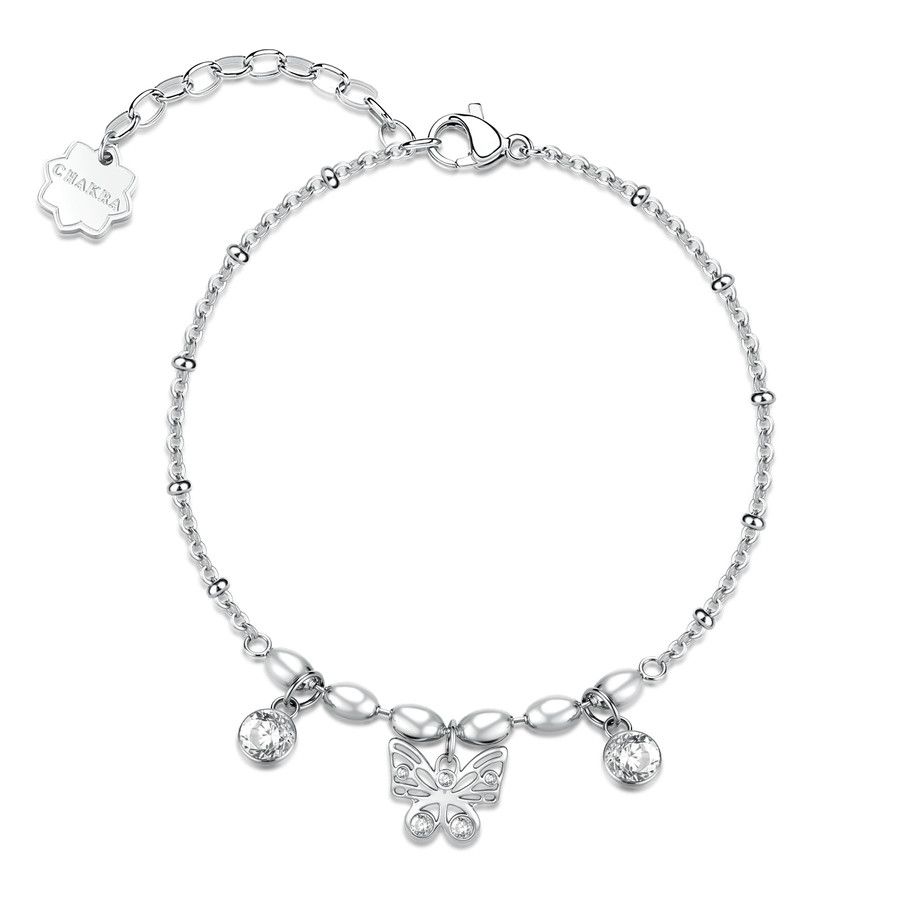 Brosway Bracciale Acciaio Farfalla e Cristalli Chakra