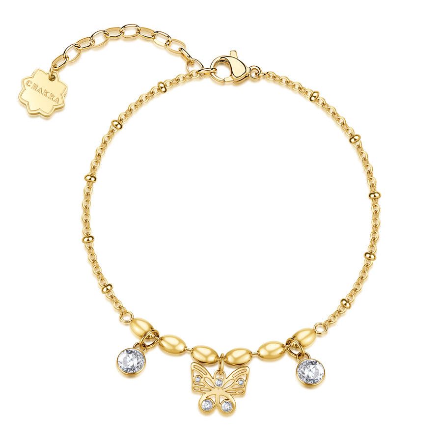 Brosway Bracciale Acciaio Gold Farfalla e Cristalli Chakra