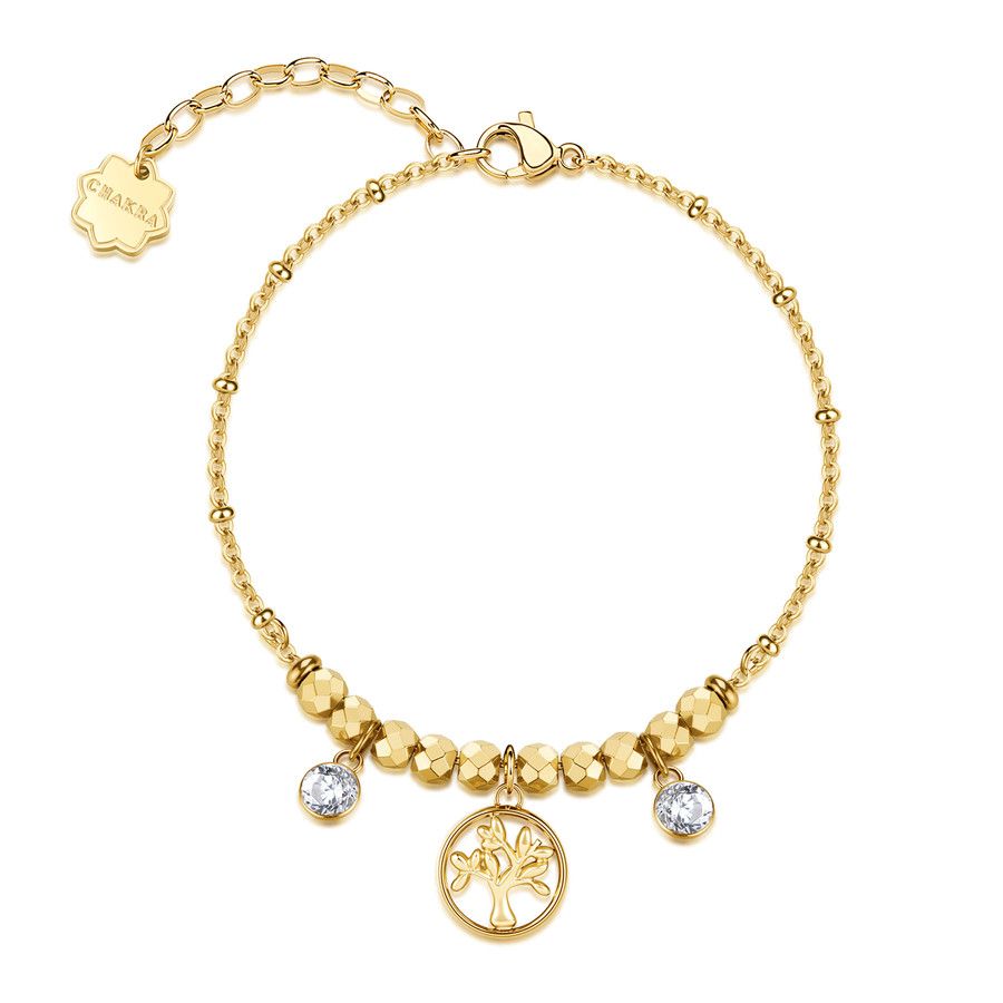 Brosway Bracciale Acciaio Gold Albero della Vita e Cristalli Chakra