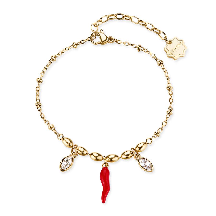 Brosway Bracciale Acciaio Gold Cornetto e Cristalli Chakra