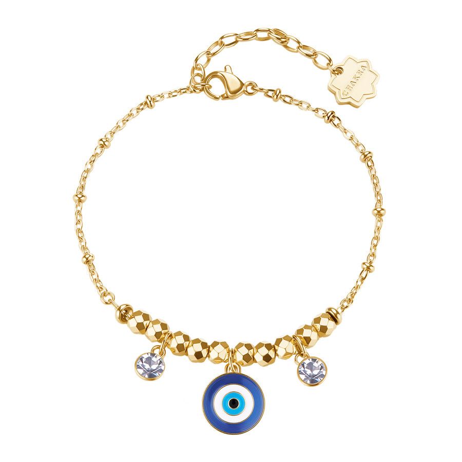Brosway Bracciale Acciaio Gold Occhio di Nazar e Cristalli Chakra