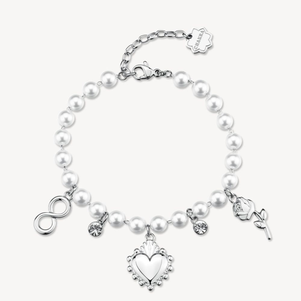 Brosway Bracciale Acciaio Perle e Charm Chakra