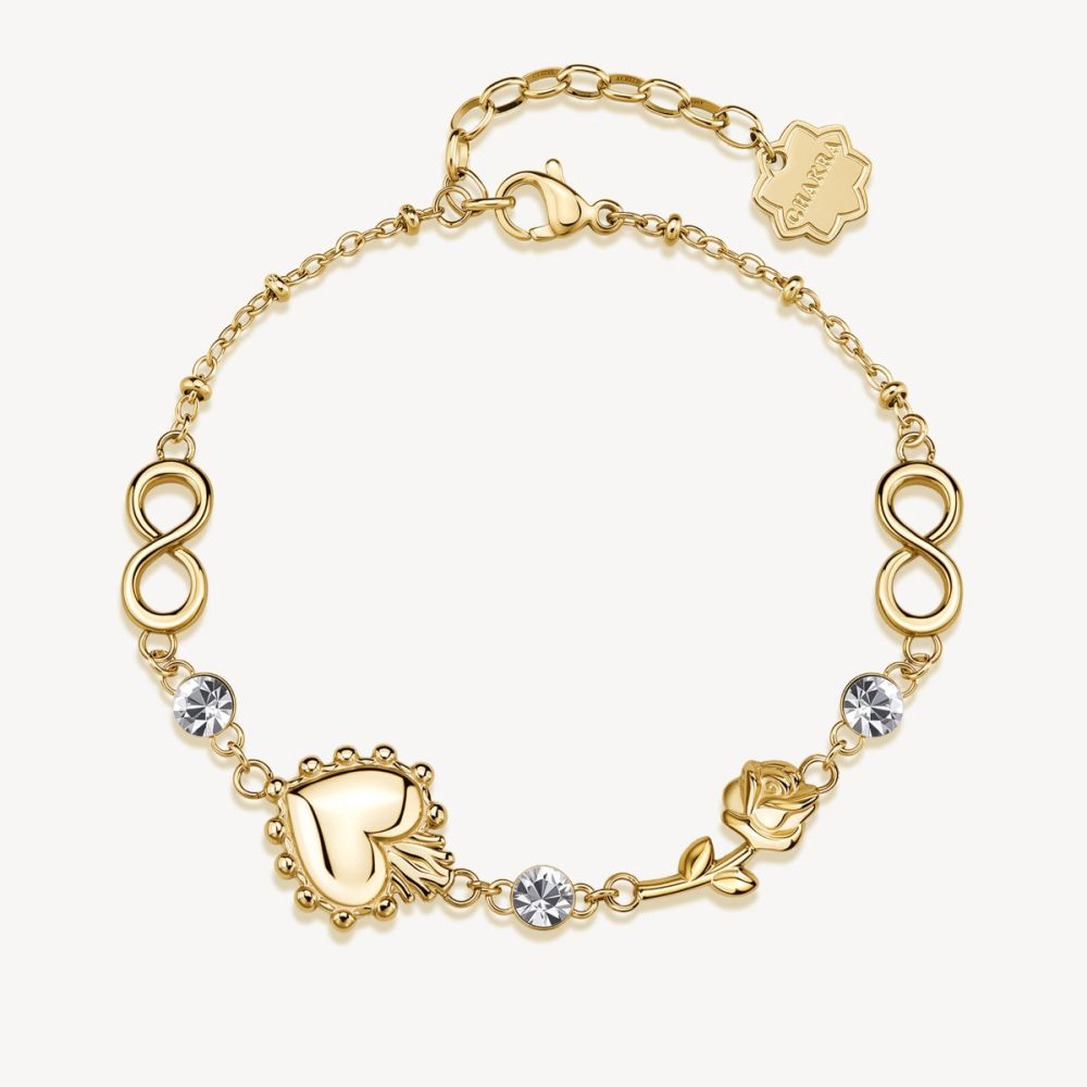 Brosway Bracciale Acciaio Gold Cuore e Rosa Chakra