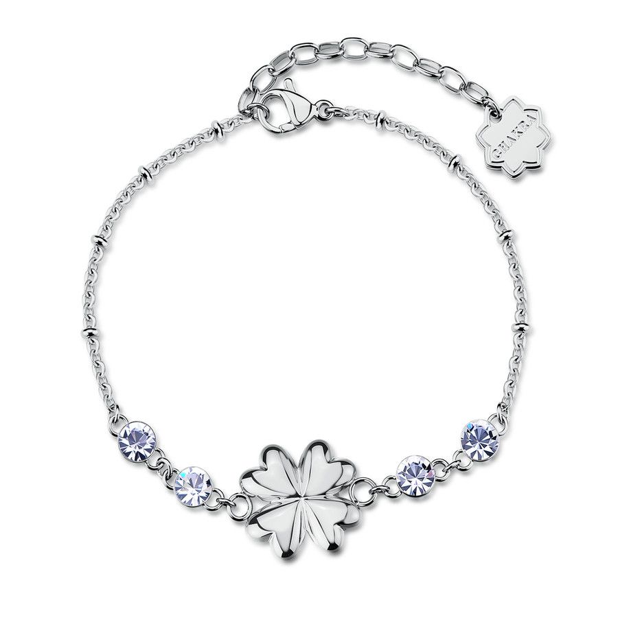 Brosway Bracciale Acciaio Quadrifoglio e Cristalli Chakra
