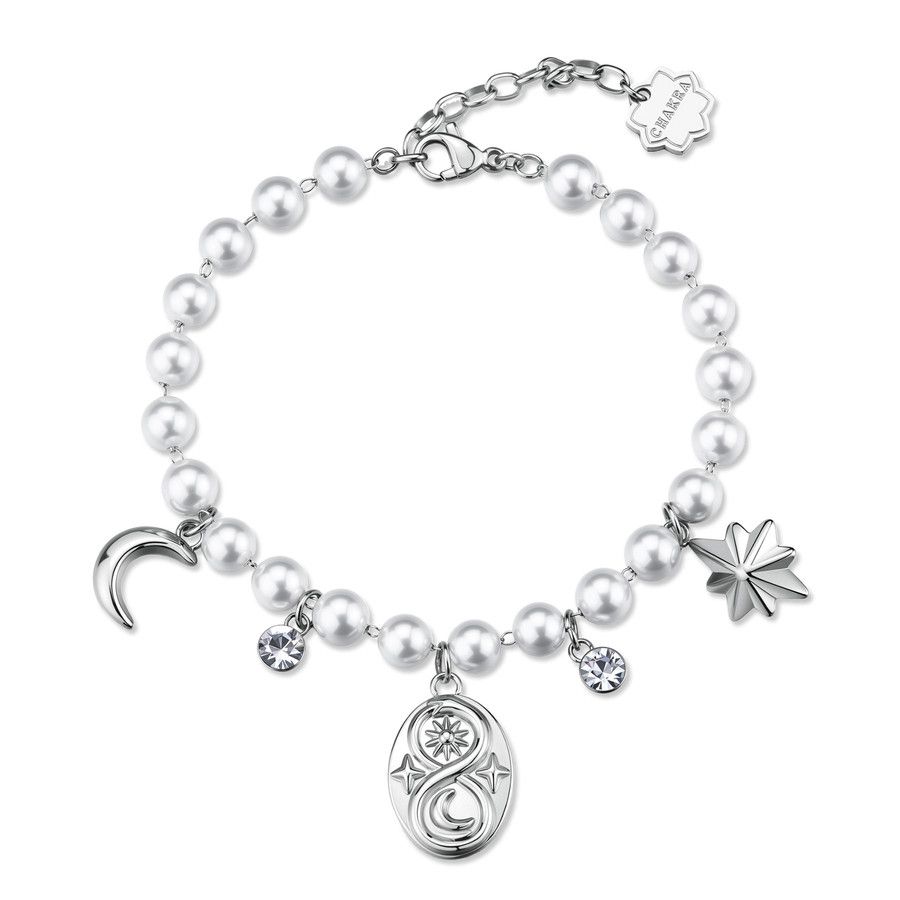 Brosway Bracciale Acciaio Luna Perle e Cristalli Chakra