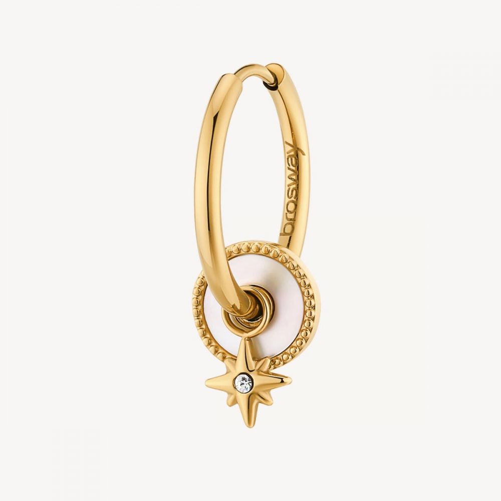 Brosway Mono Orecchino Acciaio Gold Luna e Madreperla Chakra