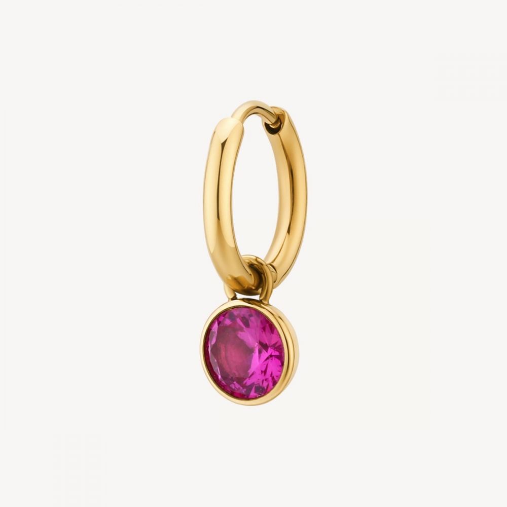 Brosway Mono Orecchino Acciaio Gold Cristallo Rubino Chakra
