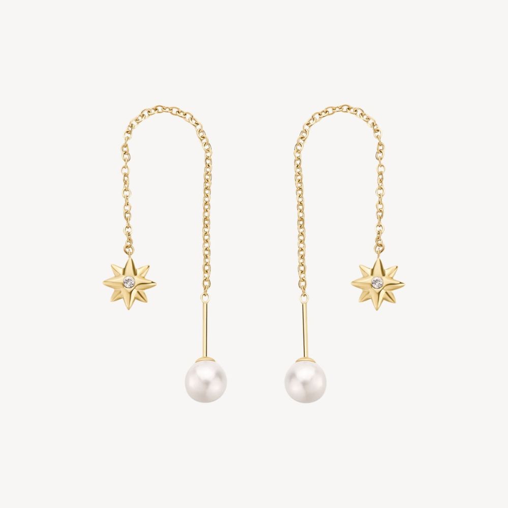 Brosway Orecchini Acciaio Gold Rosa Dei Venti e Perla Chakra