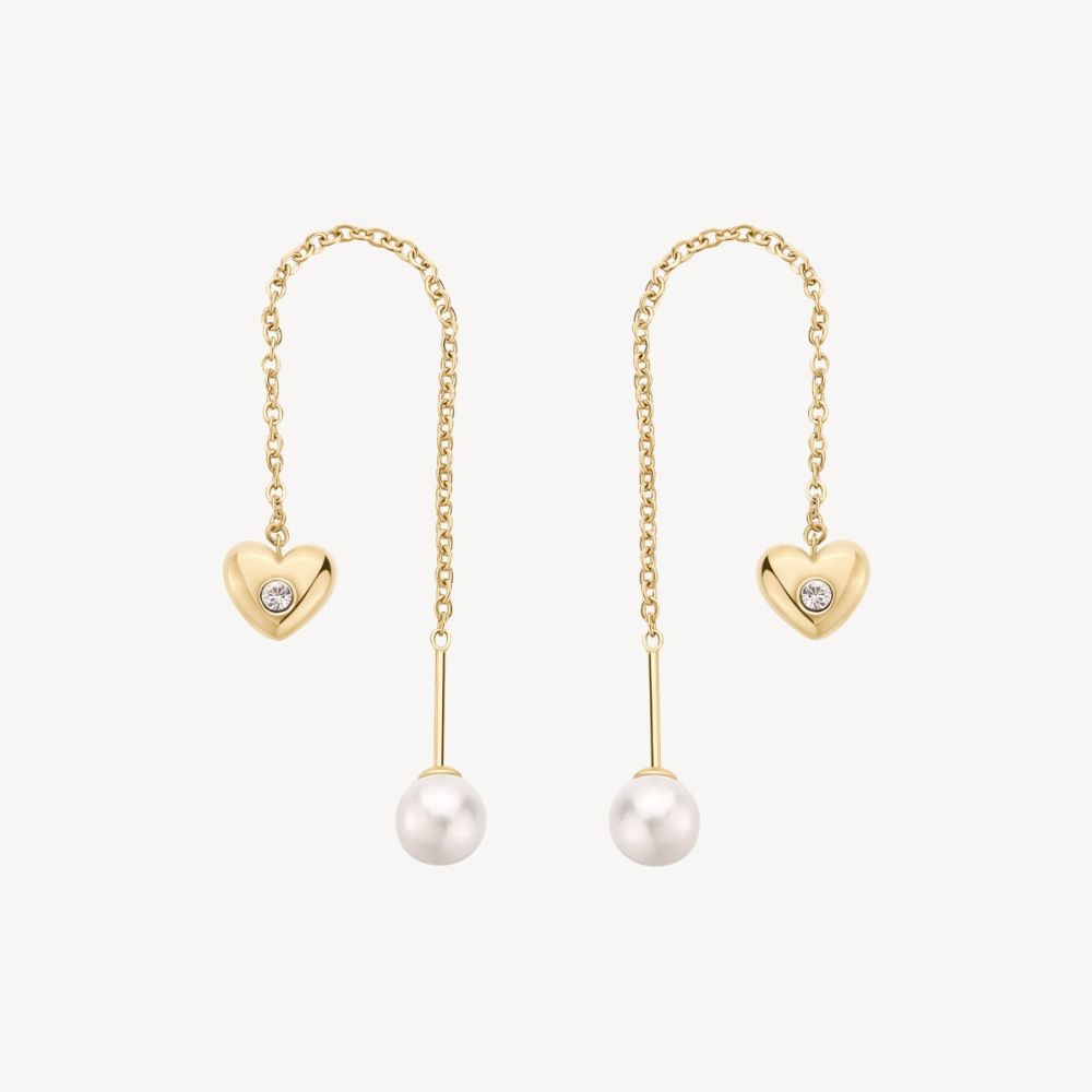 Brosway Orecchini Acciaio Gold Cuore e Perla Chakra