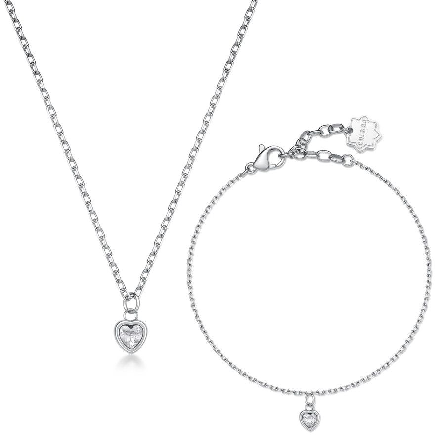 Brosway Set Collana+Bracciale Acciaio con Cuore Chakra
