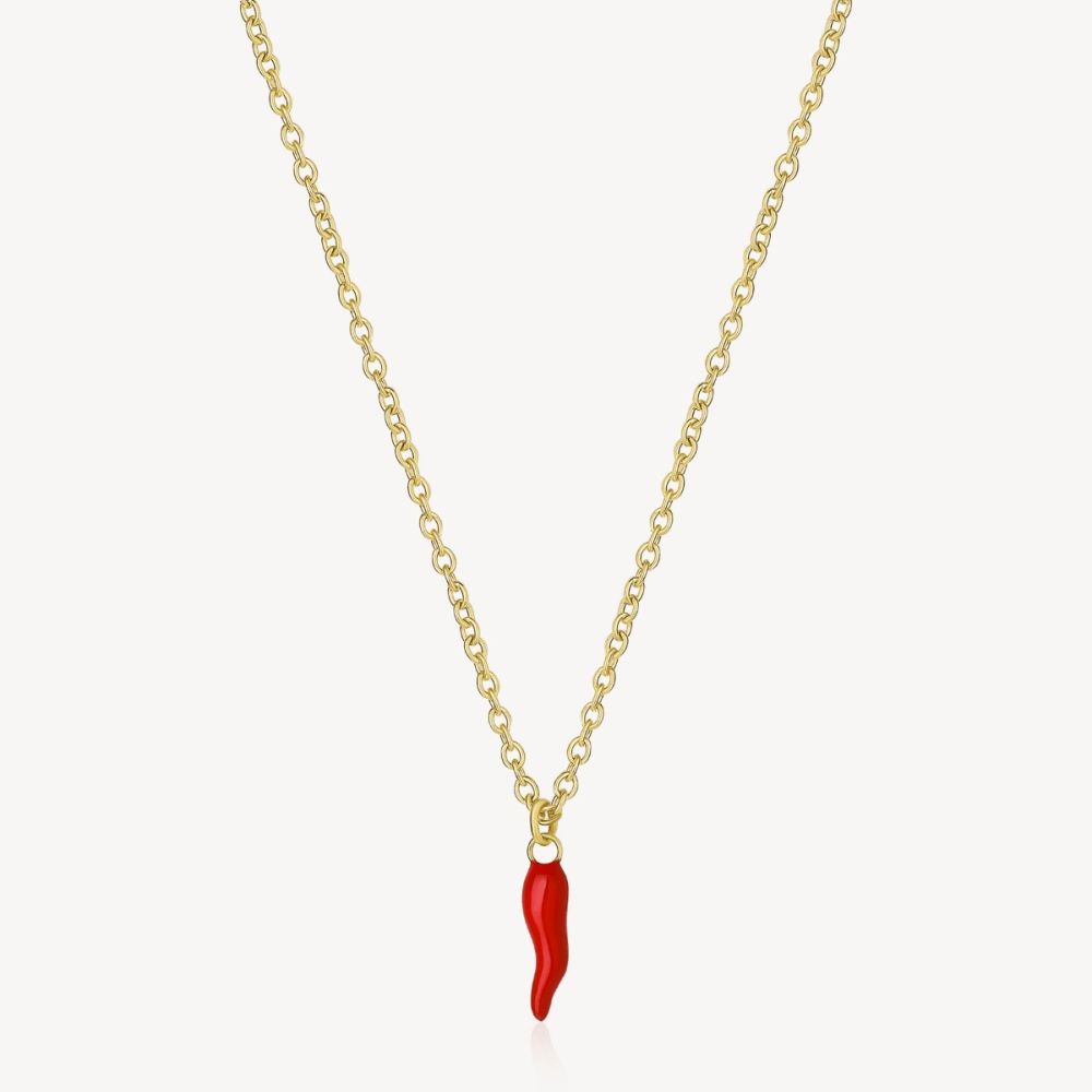 Brosway Collana Acciaio Gold Cornetto Rosso Chakra