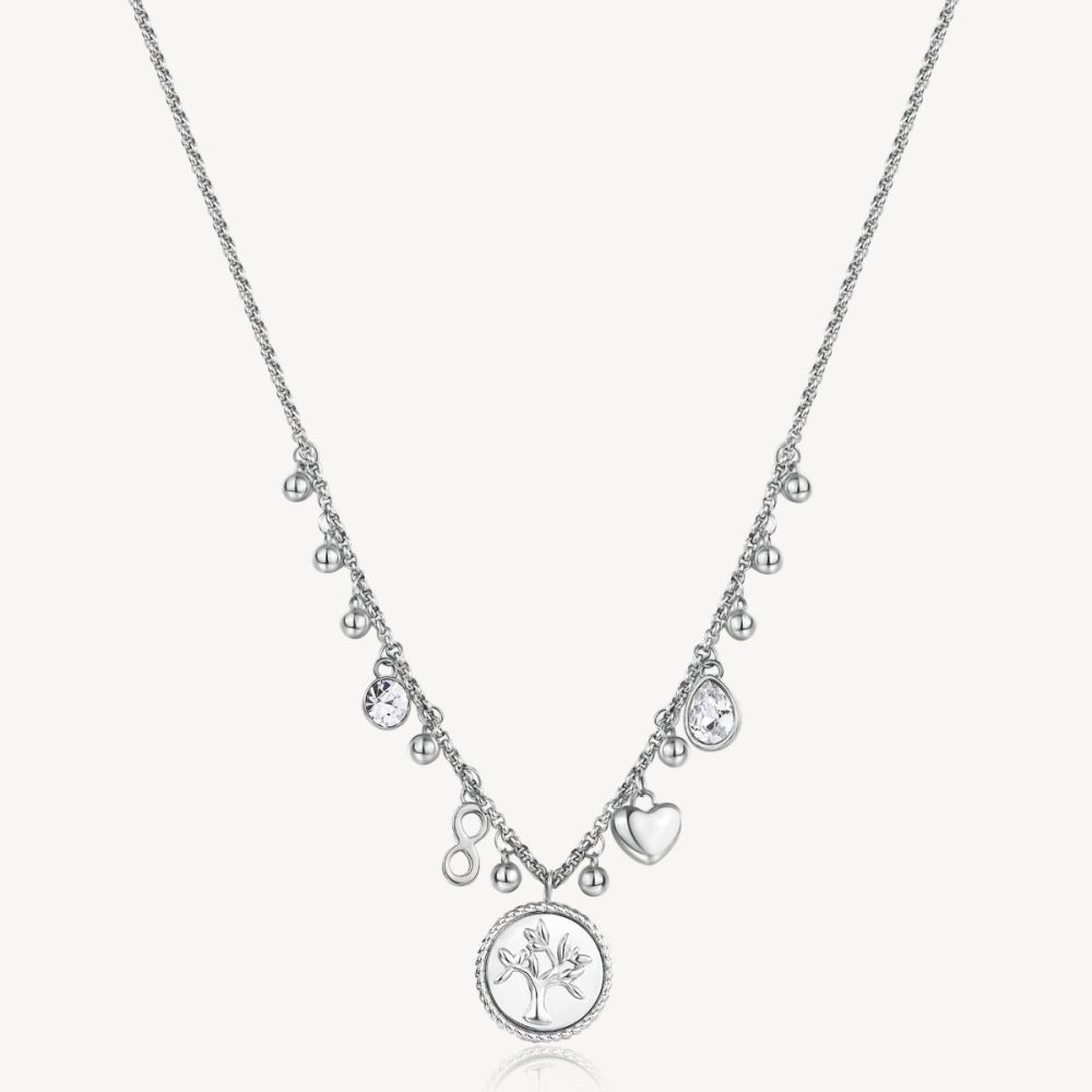 Brosway Collana Acciaio Multicharm e Cristalli Chakra
