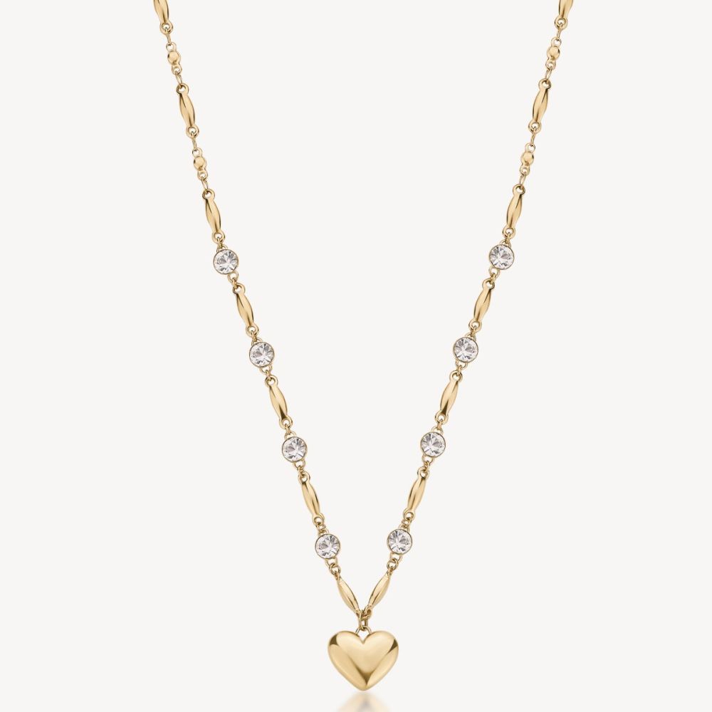 Brosway Collana Acciaio Gold Cuore e Cristalli Chakra