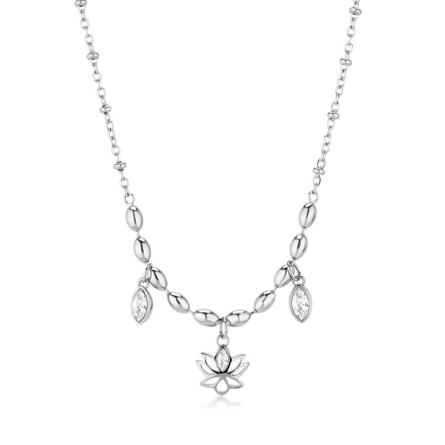 Brosway Collana Acciaio Fiore di Loto e Cristalli Chakra