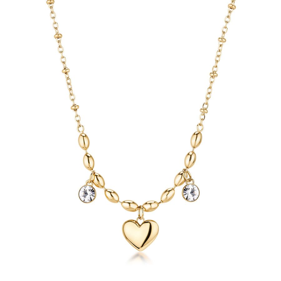 Brosway Collana Acciaio Gold Cuore e Cristalli Chakra