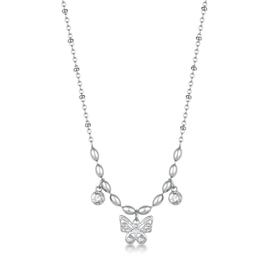 Brosway Collana Acciaio Farfalla e Cristalli Chakra