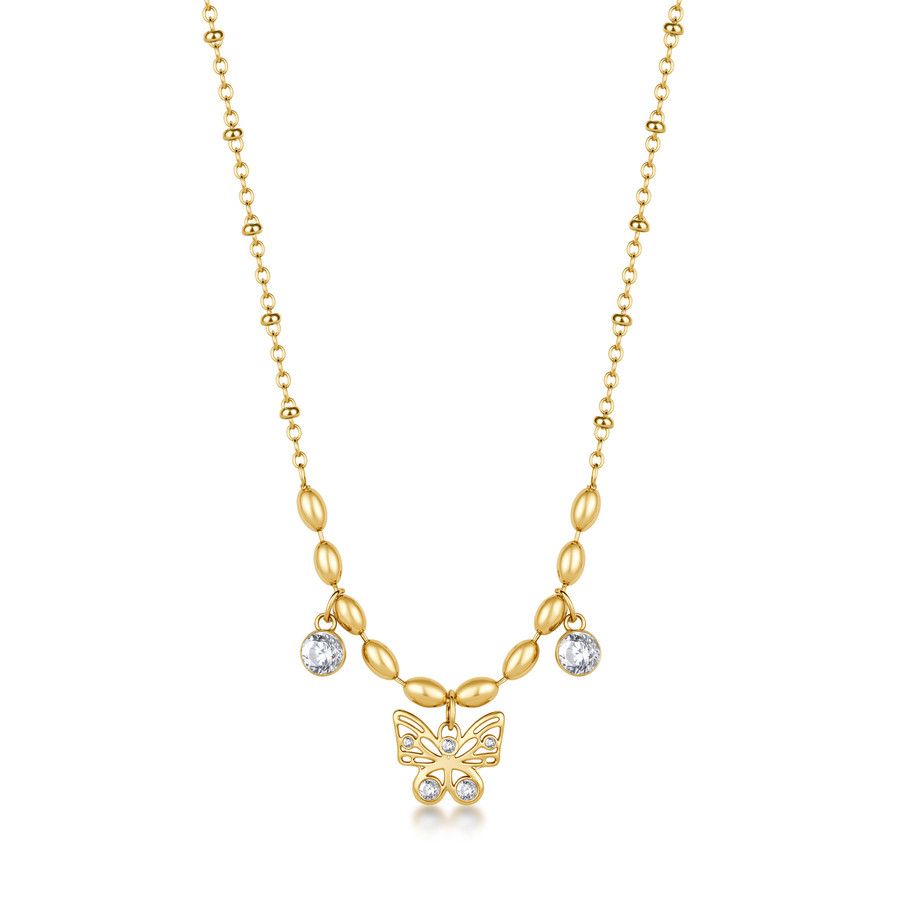 Brosway Collana Acciaio Gold Farfalla e Cristalli Chakra