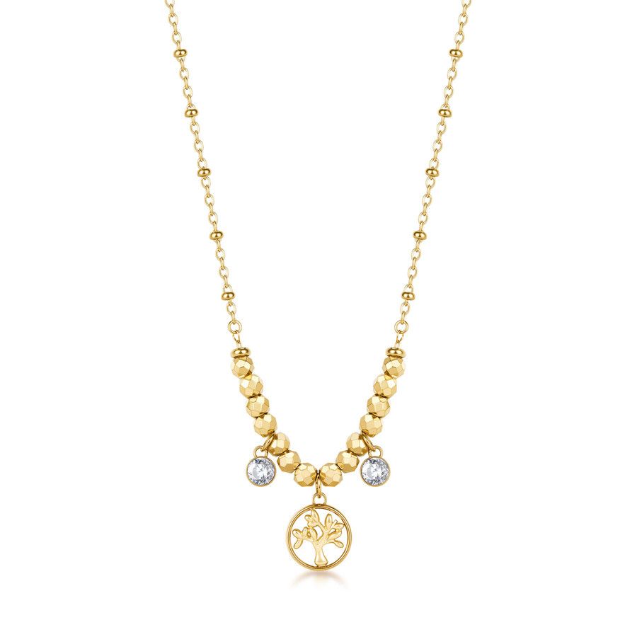 Brosway Collana Acciaio Gold Albero della Vita e Cristalli Chakra