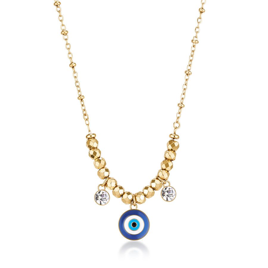 Brosway Collana Acciaio Gold Occhio di Nazar e Cristalli Chakra