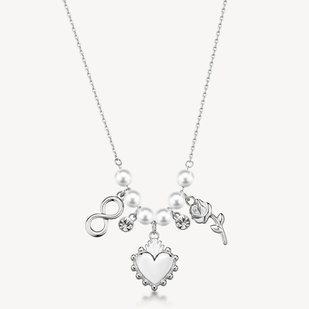 Brosway Collana Acciaio Perle e Charm Chakra