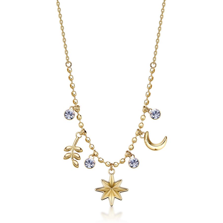 Brosway Collana Acciaio Gold Ramo Luna e Cristallo Chakra