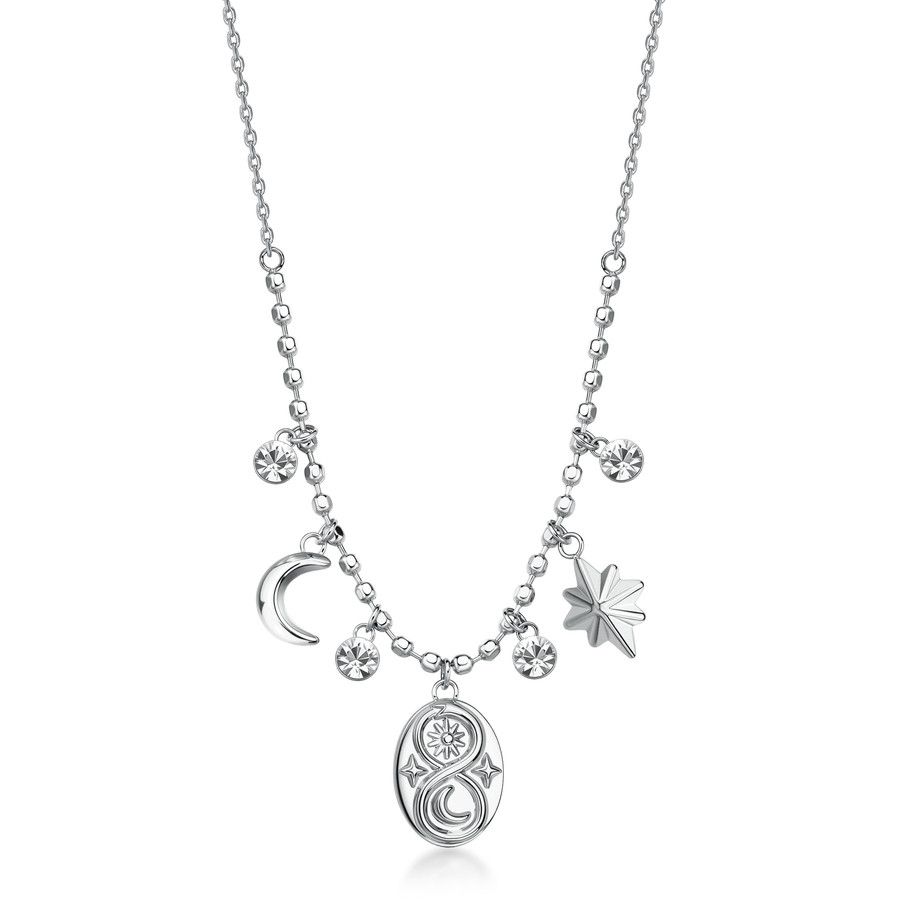 Brosway Collana Acciaio Infinito Luna e Cristalli Chakra