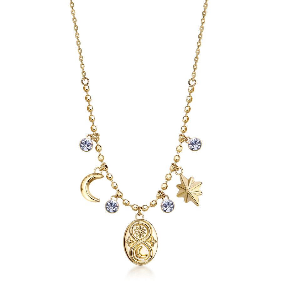 Brosway Collana Acciaio Goild Infinito Luna e Cristalli Chakra