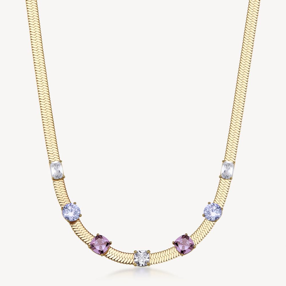 Brosway Collana Acciaio Gold Cristalli Ametista Dreaming