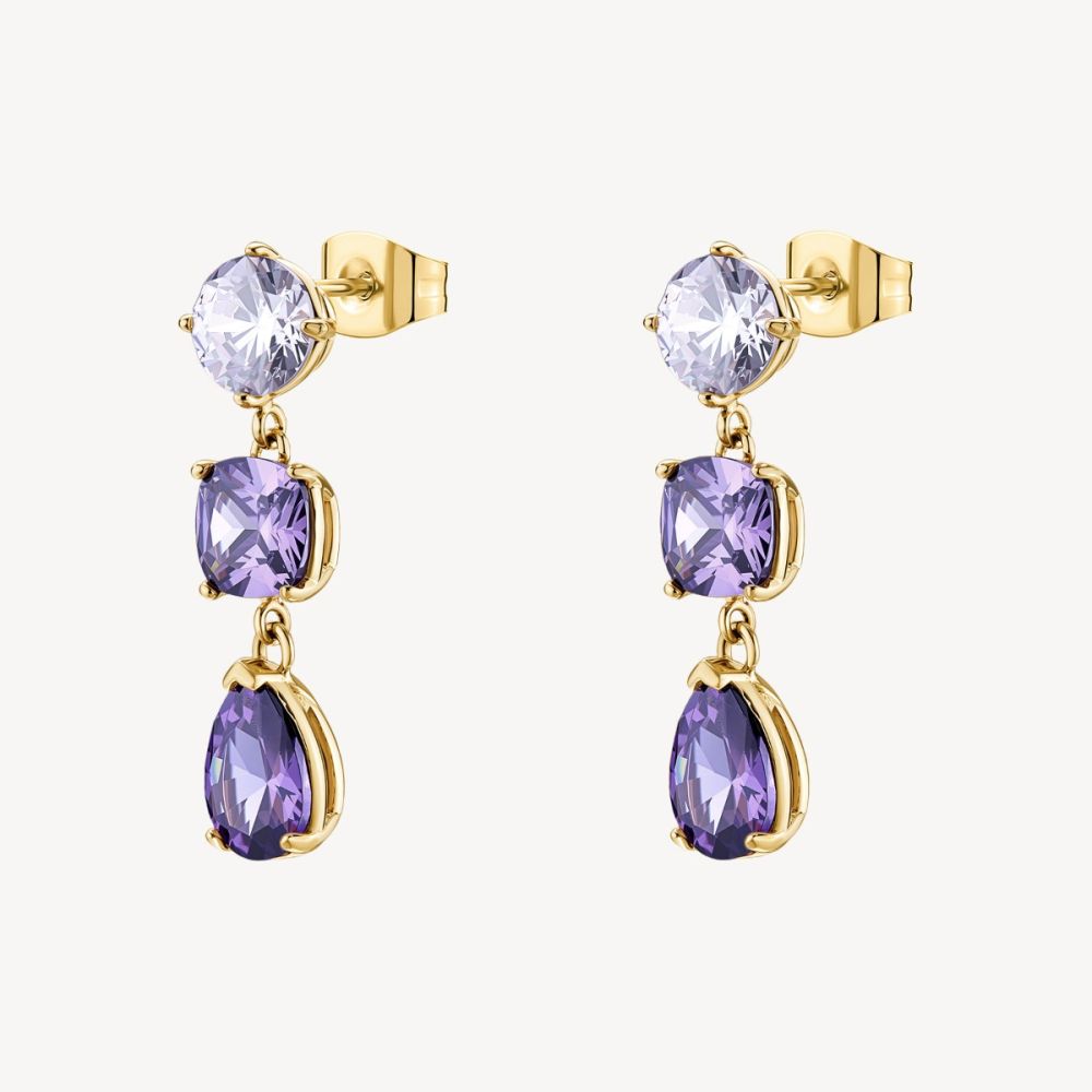 Brosway Orecchini Acciaio Gold Cristalli Ametista Dreaming