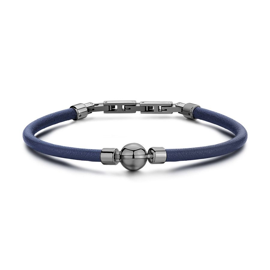 Brosway Bracciale Pelle Blu e Sfera Acciaio Origin