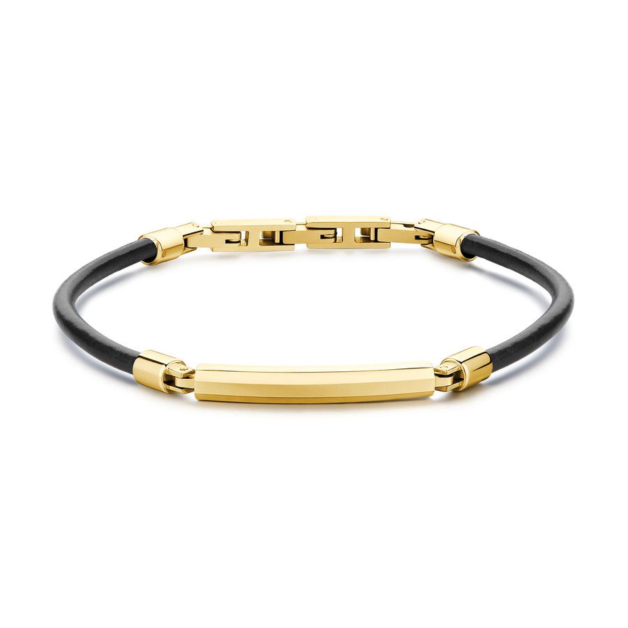Brosway Bracciale Pelle Marrone e Piastra Acciaio Gold Origin