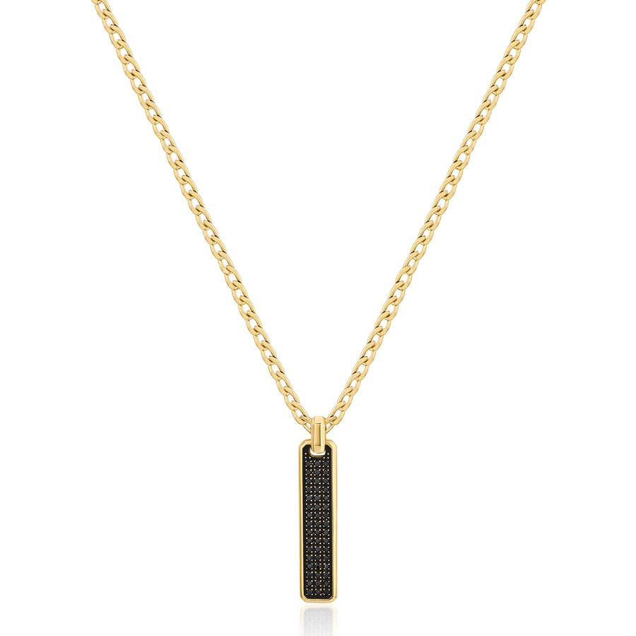 Brosway Collana Lunga Uomo Acciaio Gold Zirconi Neri