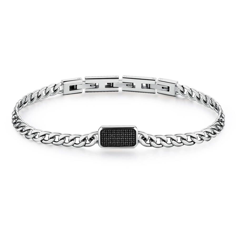 Brosway Bracciale Uomo Acciaio Zirconi Neri