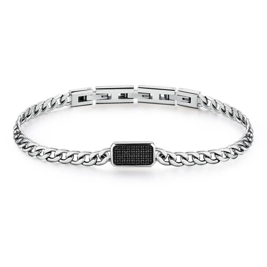 Brosway Bracciale Uomo Acciaio Zirconi Neri