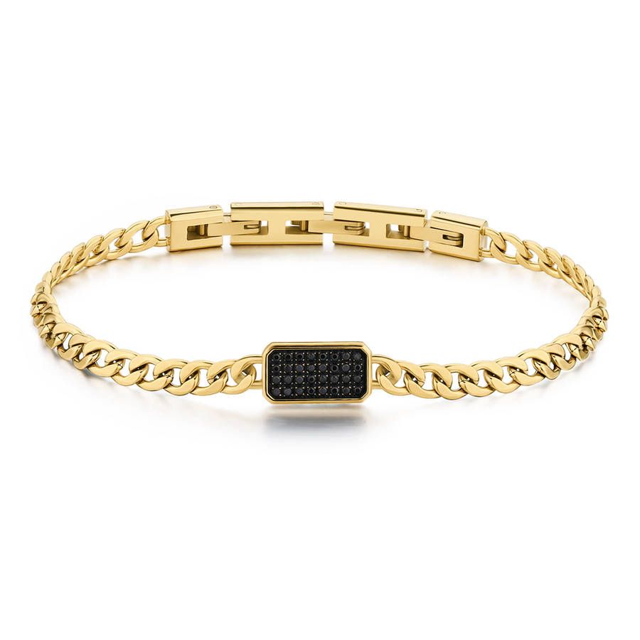 Brosway Bracciale Uomo Acciaio Gold Zirconi Neri