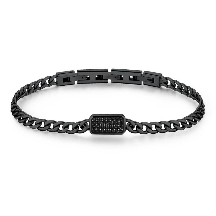 Brosway Bracciale Uomo Acciaio Pvd Gun Zirconi Neri