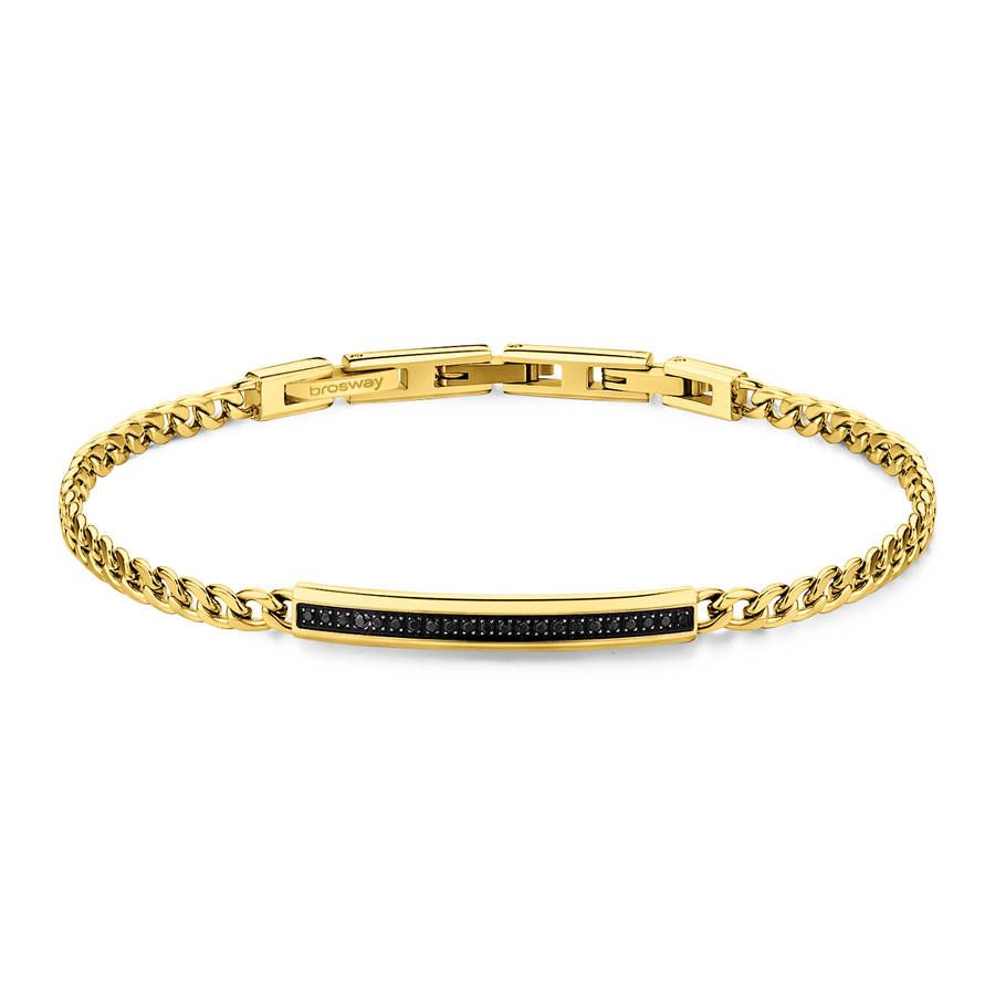Brosway Bracciale Uomo Acciaio Gold Zirconi Neri